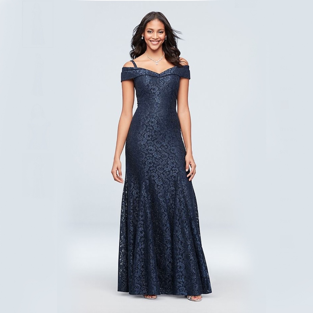 Glitter Lace Dress with Sheer Chiffon Wrap